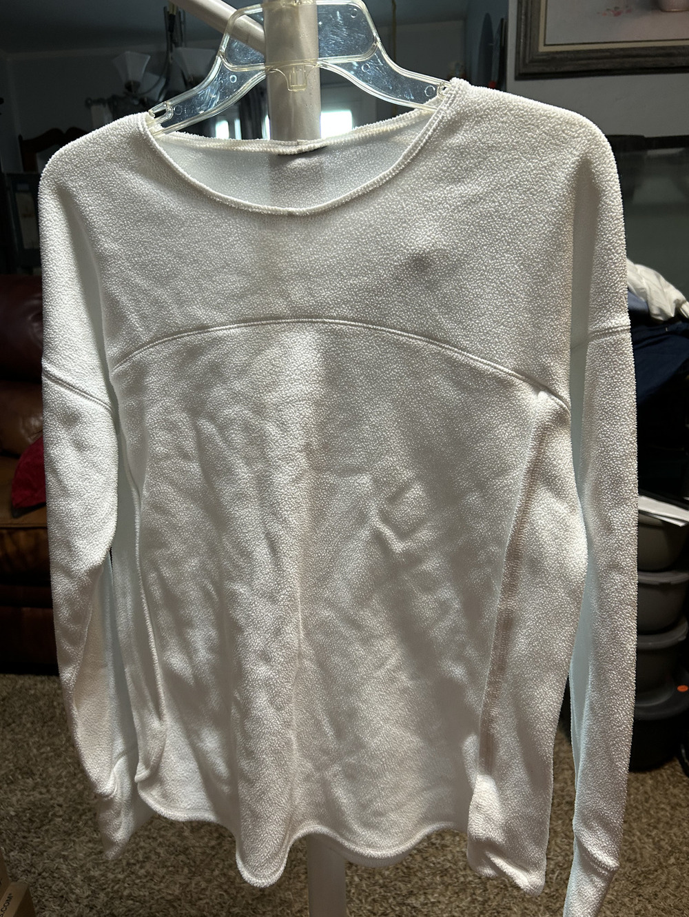 Columbia White Textured Long Sleeve Pullover Sweater Medium
